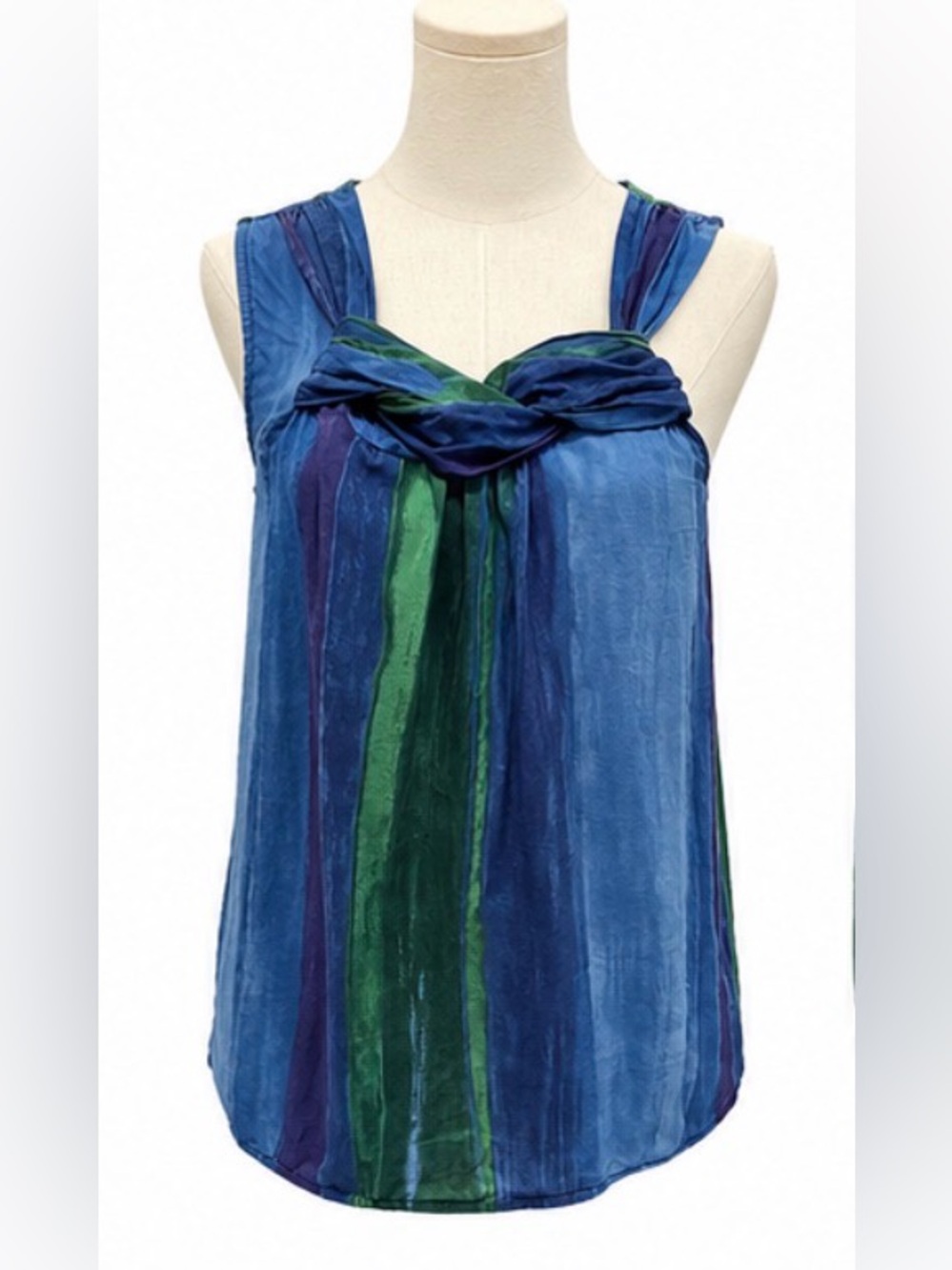 LOFT Silk Cotton Blend Draped Front Blouse — Medium